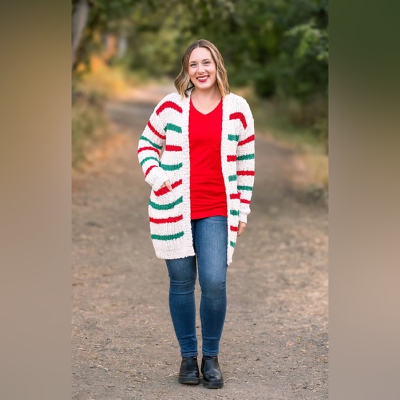 Michelle Mae Christmas Stripe Cardigan - Picture 2 of 5